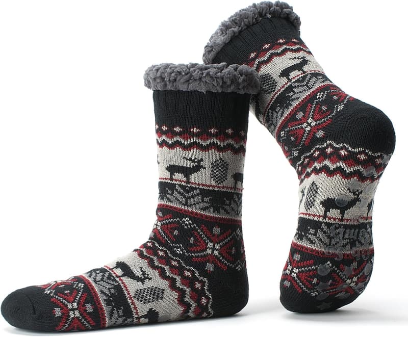Cozy Men's Thermal Slipper Socks with Non-Slip Grippers
