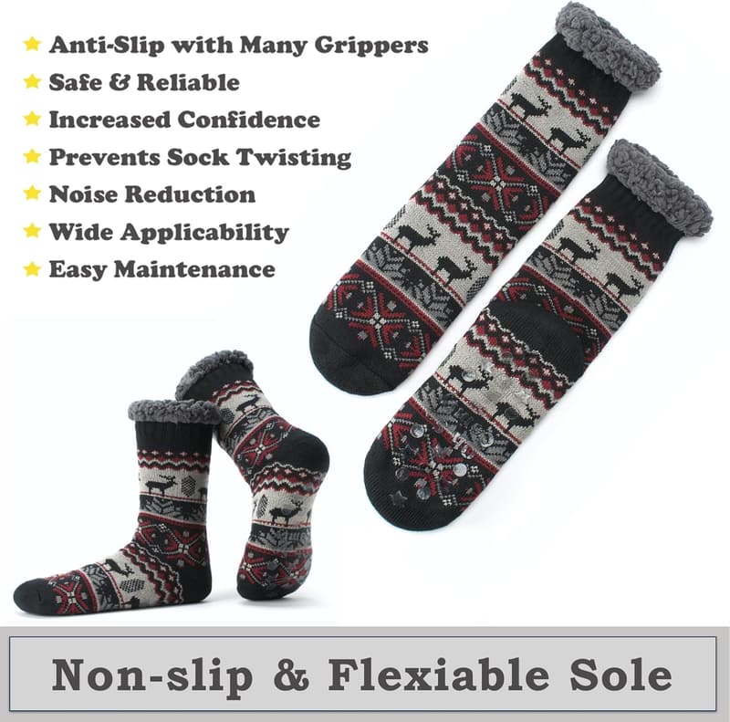 Cozy Men's Thermal Slipper Socks with Non-Slip Grippers