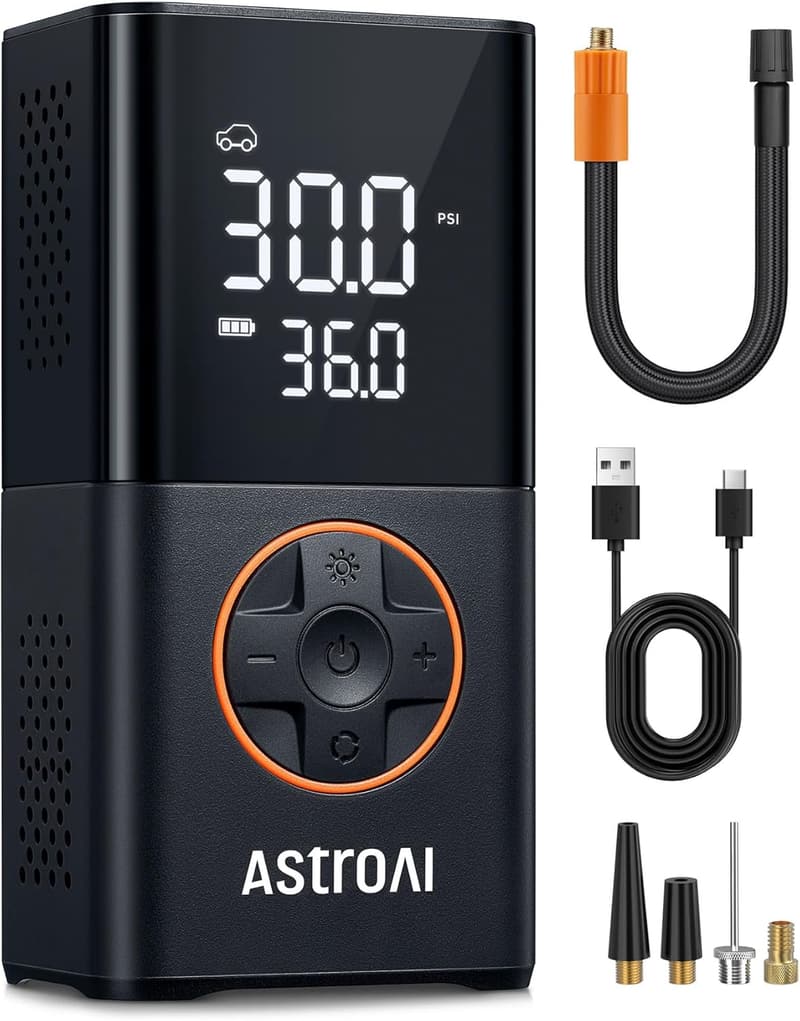 Portable Tire Inflator & Air Compressor with LED Display, 150 PSI