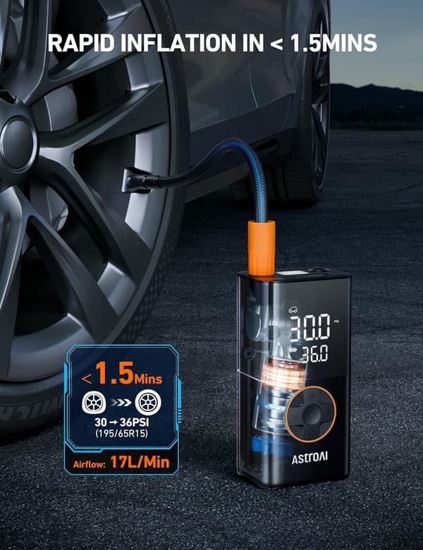 Portable Tire Inflator & Air Compressor with LED Display, 150 PSI