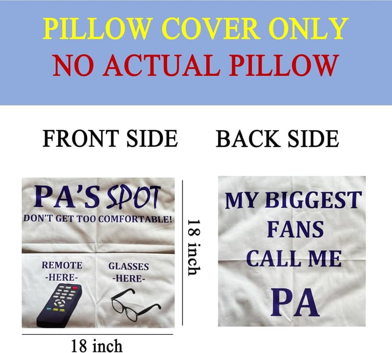 Father's Day Pillow Covers - 2-Sided, 18x18 Inch