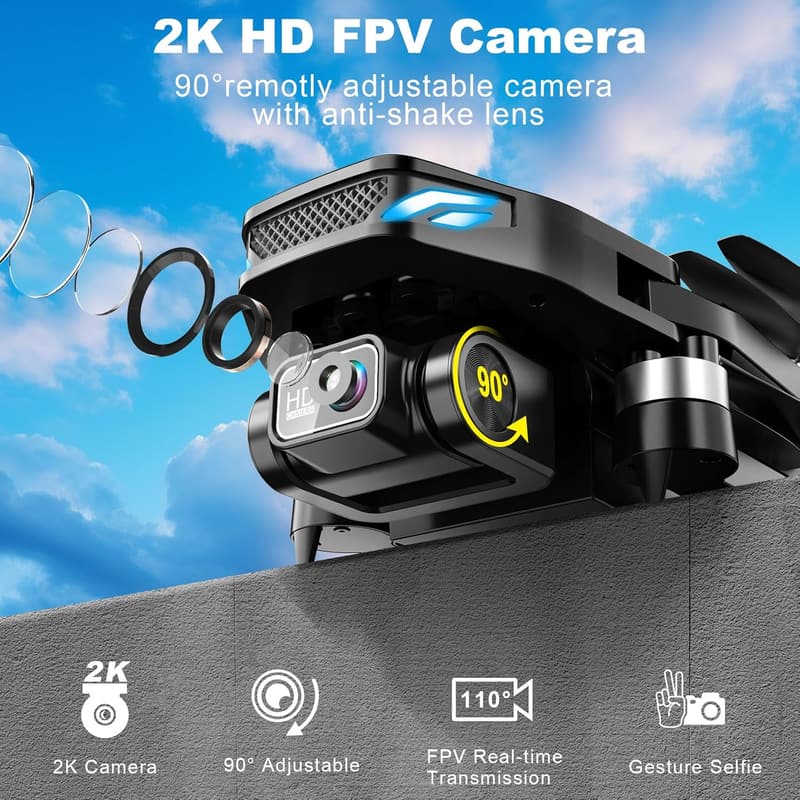 2K HD FPV Drone with Camera - Foldable Mini for Kids