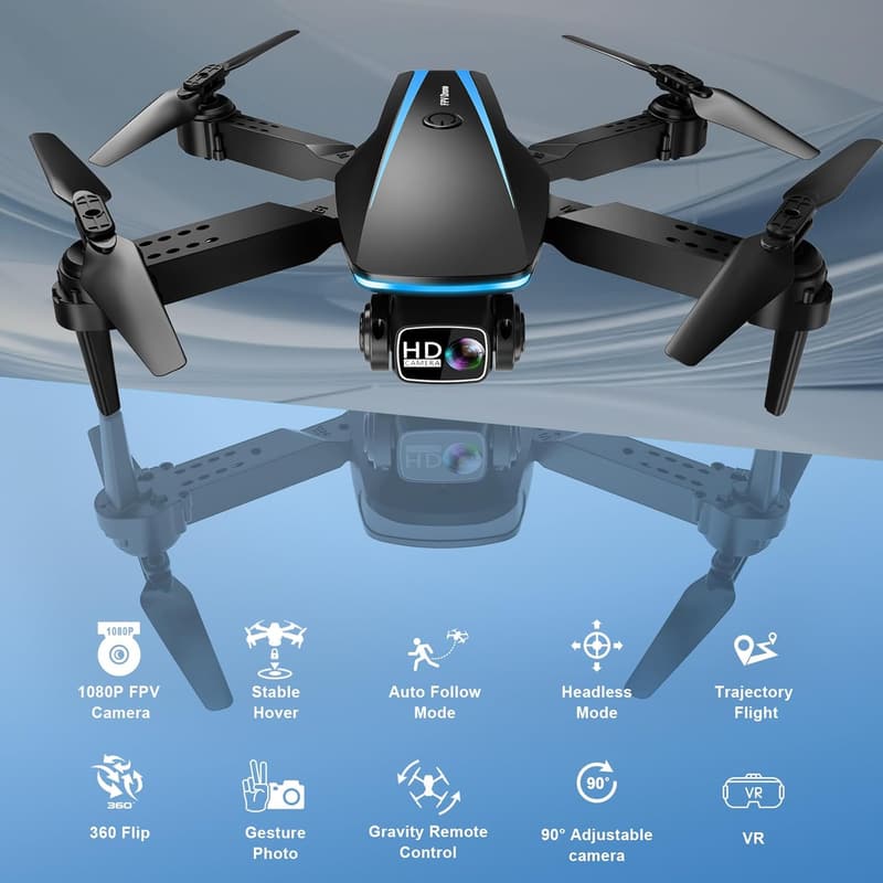 1080P HD Foldable Drone for Adults with 2 Batteries & Carrying Case
