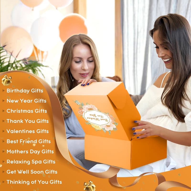 Orange Spa Self-Care Gift Basket for Women - Birthday & More