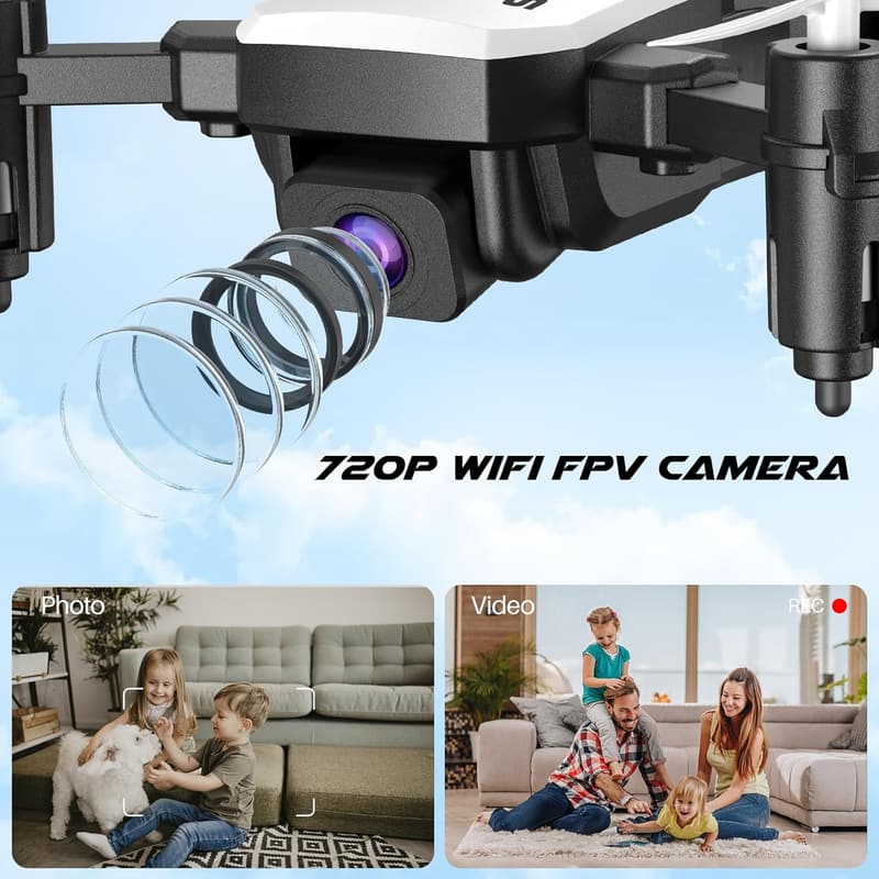 Foldable 720P HD Camera Drone with Altitude Hold & 2 Batteries