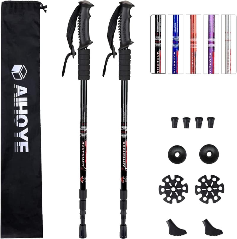 Adjustable Lightweight Hiking Poles with Anti-Shock - 2 Pack