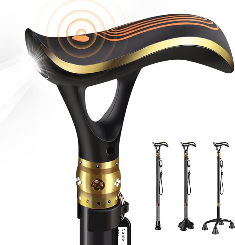 Adjustable Smart Walking Cane with LED Light for Seniors