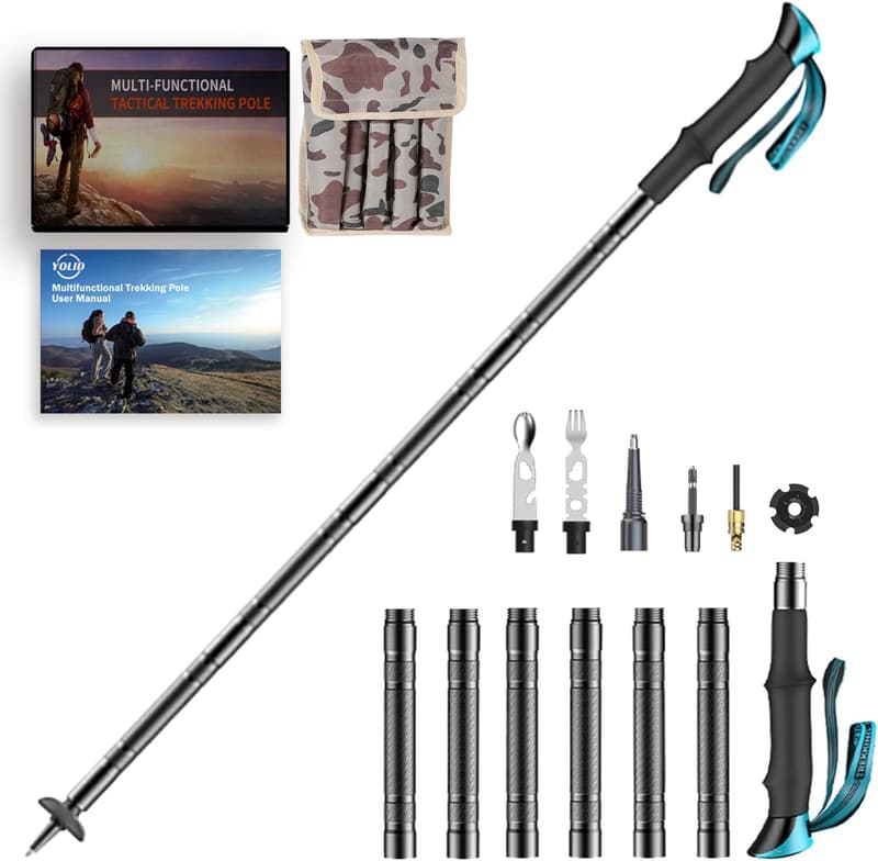 Adjustable Tactical Walking Stick with Multi-Tool for Outdoor Survival