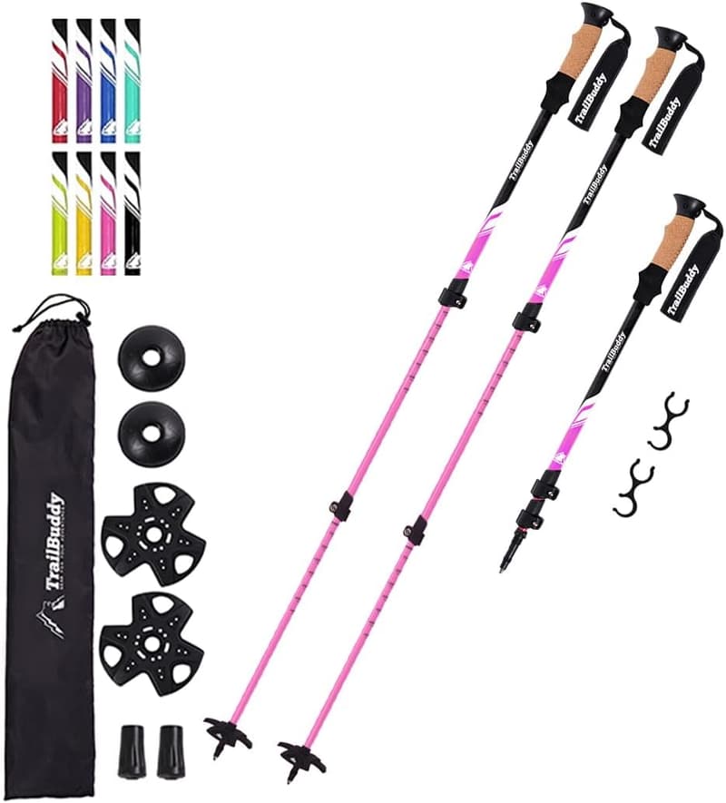 Lightweight Collapsible Hiking Poles - 7075 Aluminum, Cork Grip