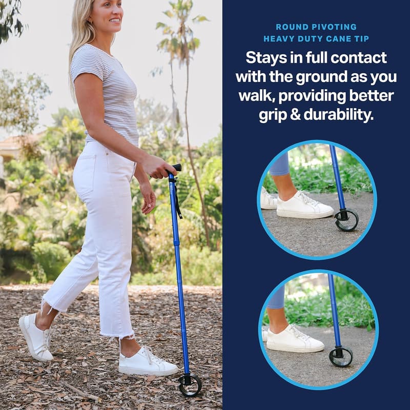 Foldable Adjustable Walking Cane for Seniors & Adults, Heavy Duty