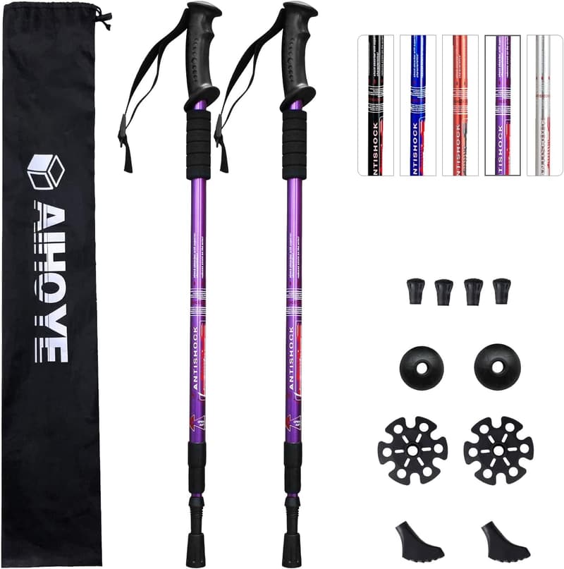 Lightweight Adjustable Trekking Poles with Anti-Shock - 2 Pack