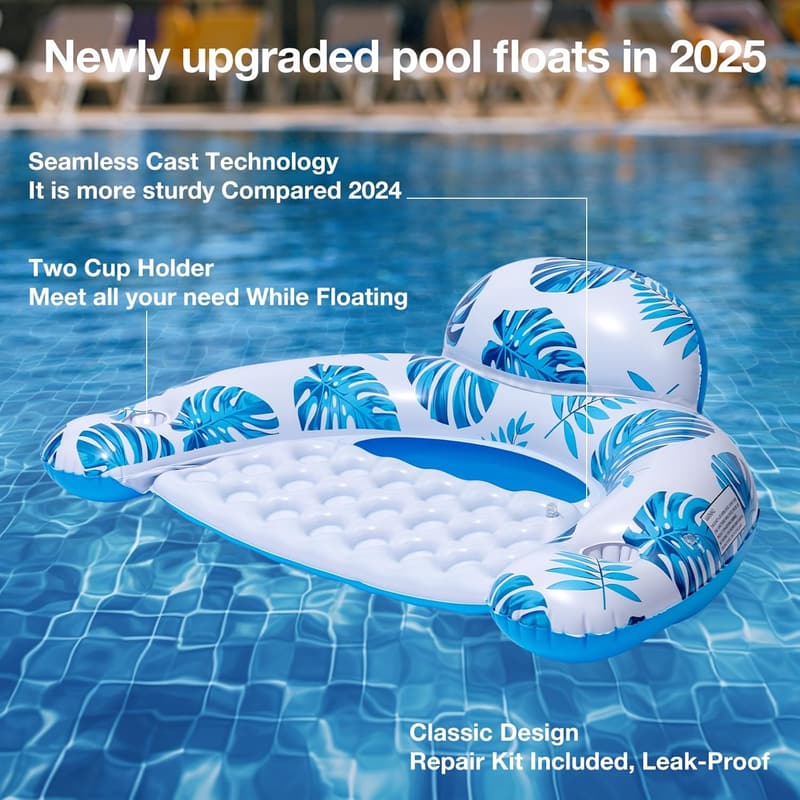 Adult Inflatable Pool Floats with Cup Holders - 2025 Upgrade