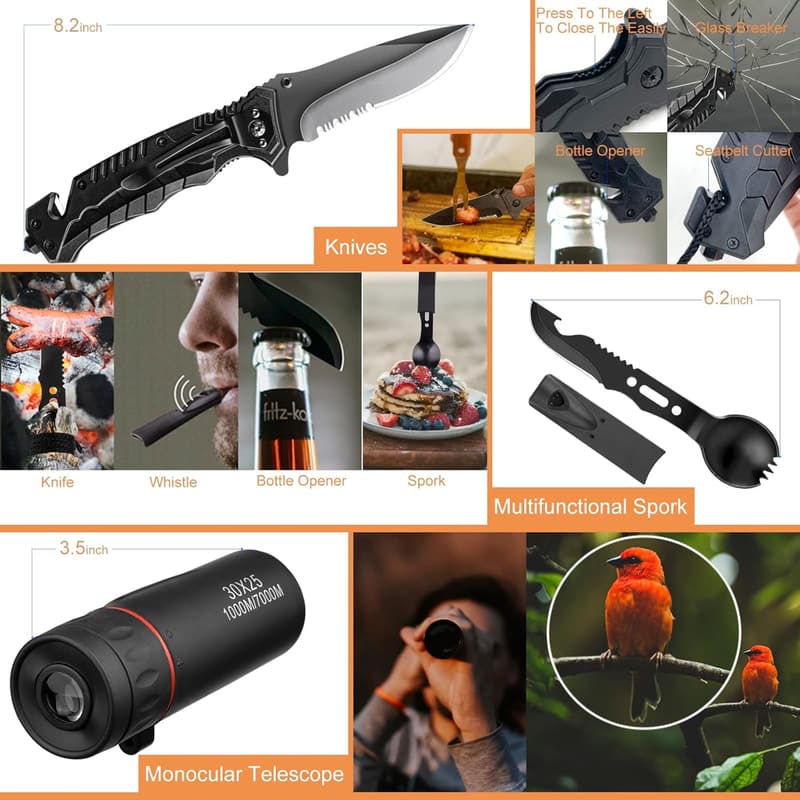 34-in-1 Tactical Survival Kit for Men - Ideal Gift Set