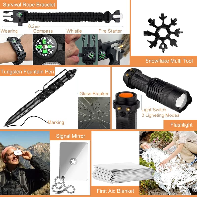 34-in-1 Tactical Survival Kit for Men - Ideal Gift Set