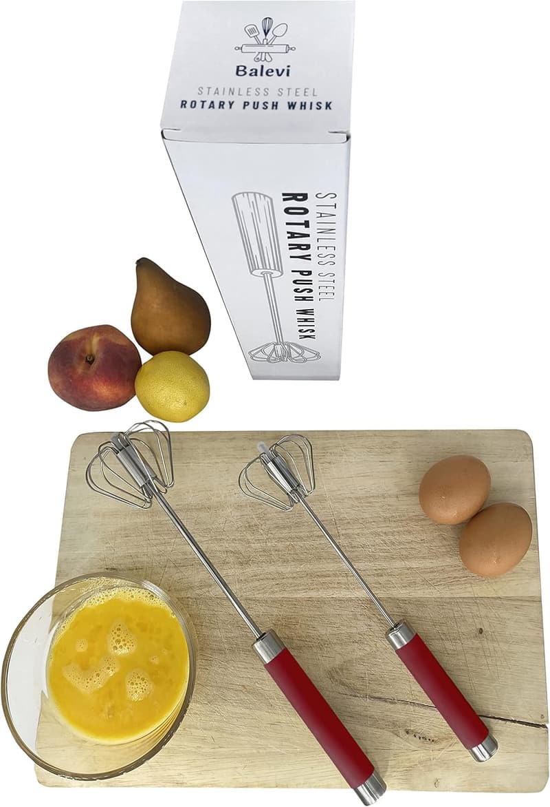 Manual Stainless Steel Whisk Set for Froth and Cream (2 Pack)