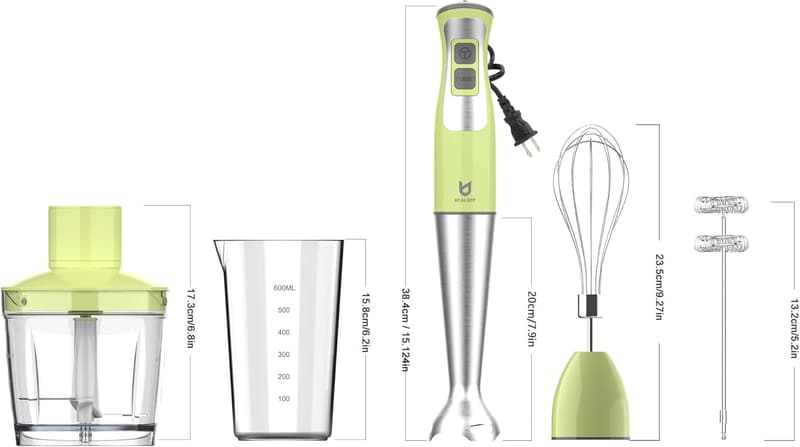 UTALENT 5-in-1 Hand Blender with Food Grinder & Accessories