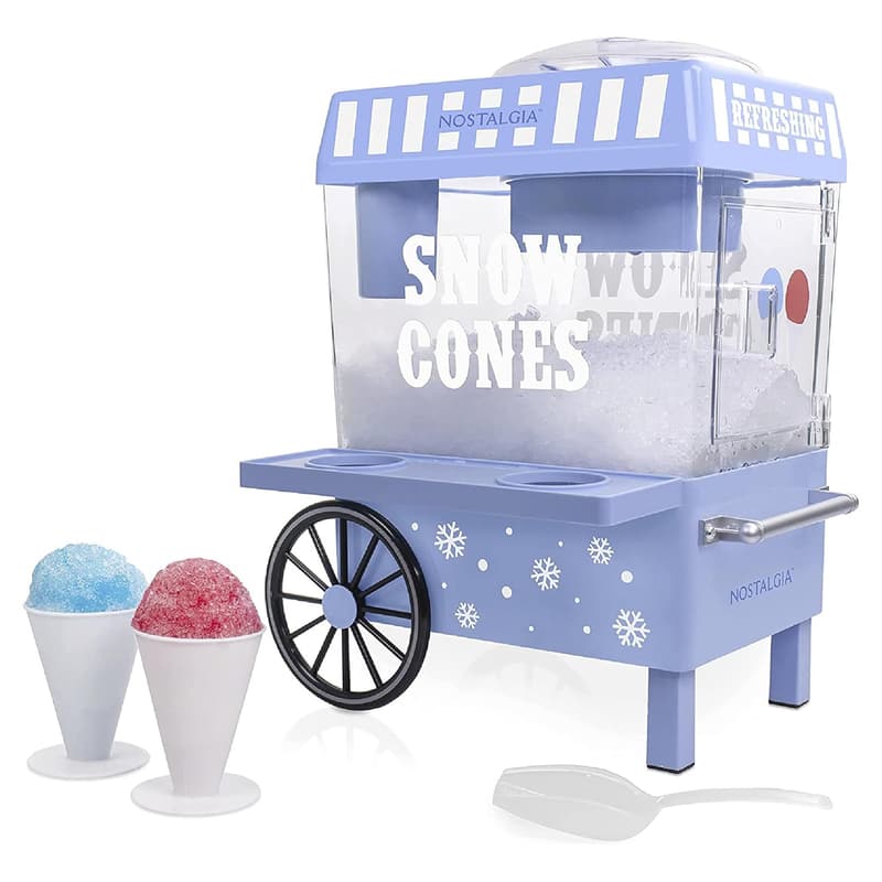 Retro Table-Top Snow Cone Machine with Cups & Scoop