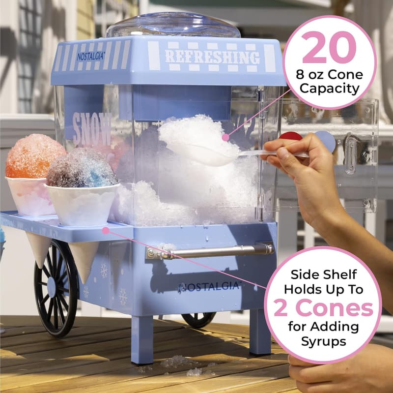 Retro Table-Top Snow Cone Machine with Cups & Scoop