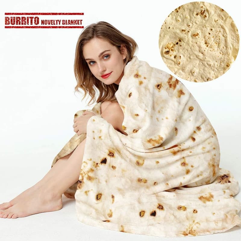 Funny Burrito Tortilla Throw Blanket for Kids & Pets, 47