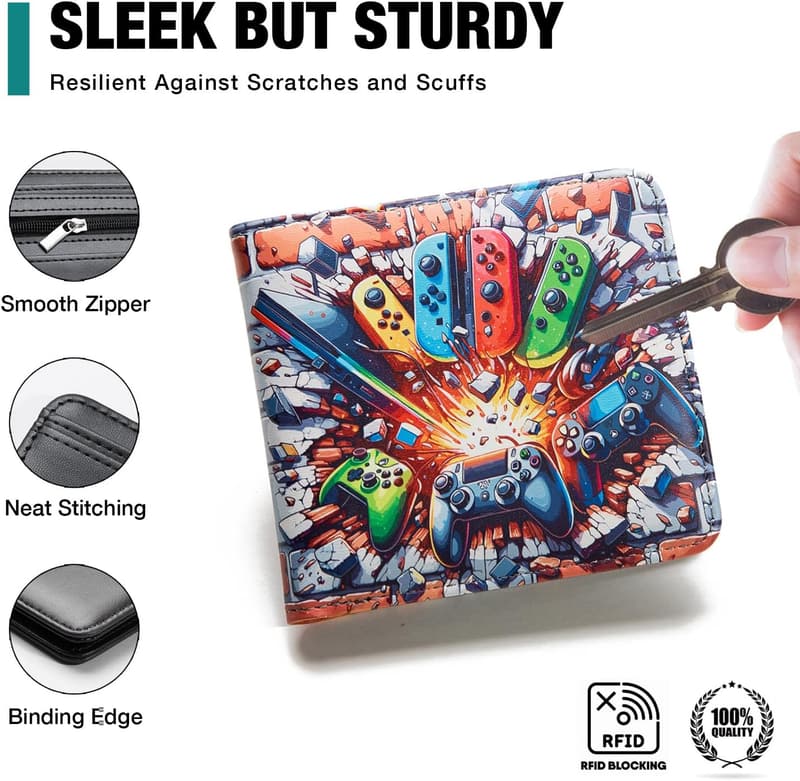Leather Wallet for Teen Boys – Cool Gift for Gamers