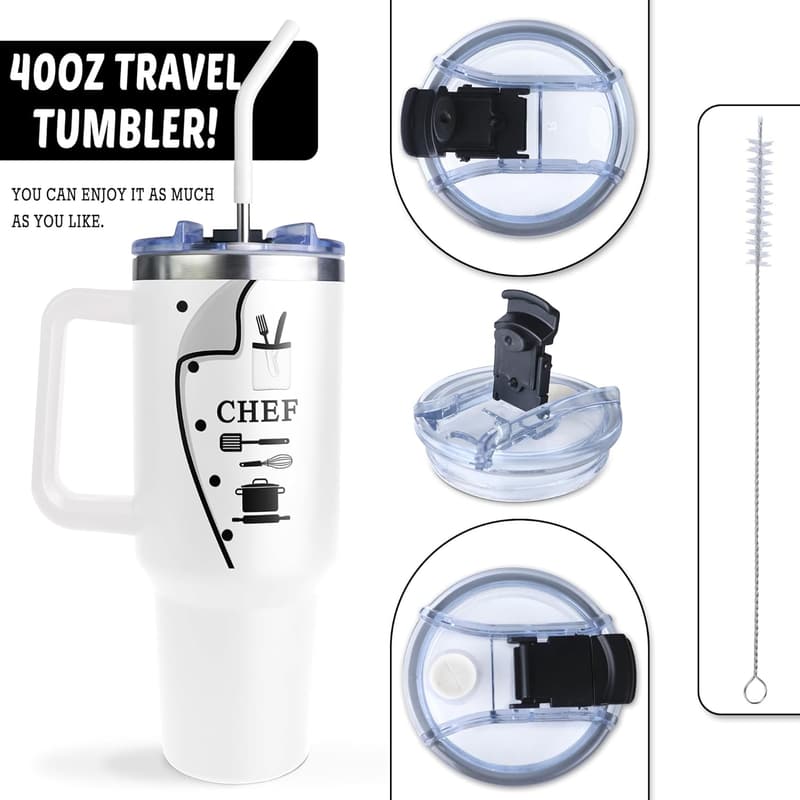 Culinary Gift: 40 oz Coffee Tumbler for Cooking Lovers