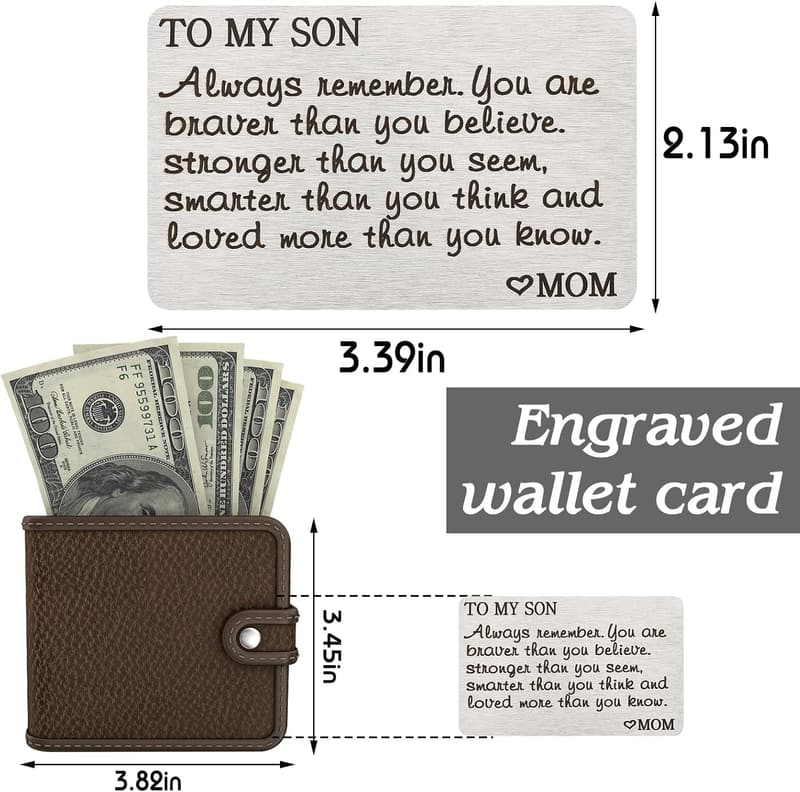 Inspirational Stainless Steel Wallet Card for Son