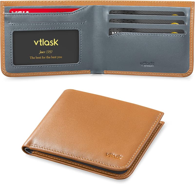 Men's RFID-Blocking Slim Leather Wallet with Hidden Pocket
