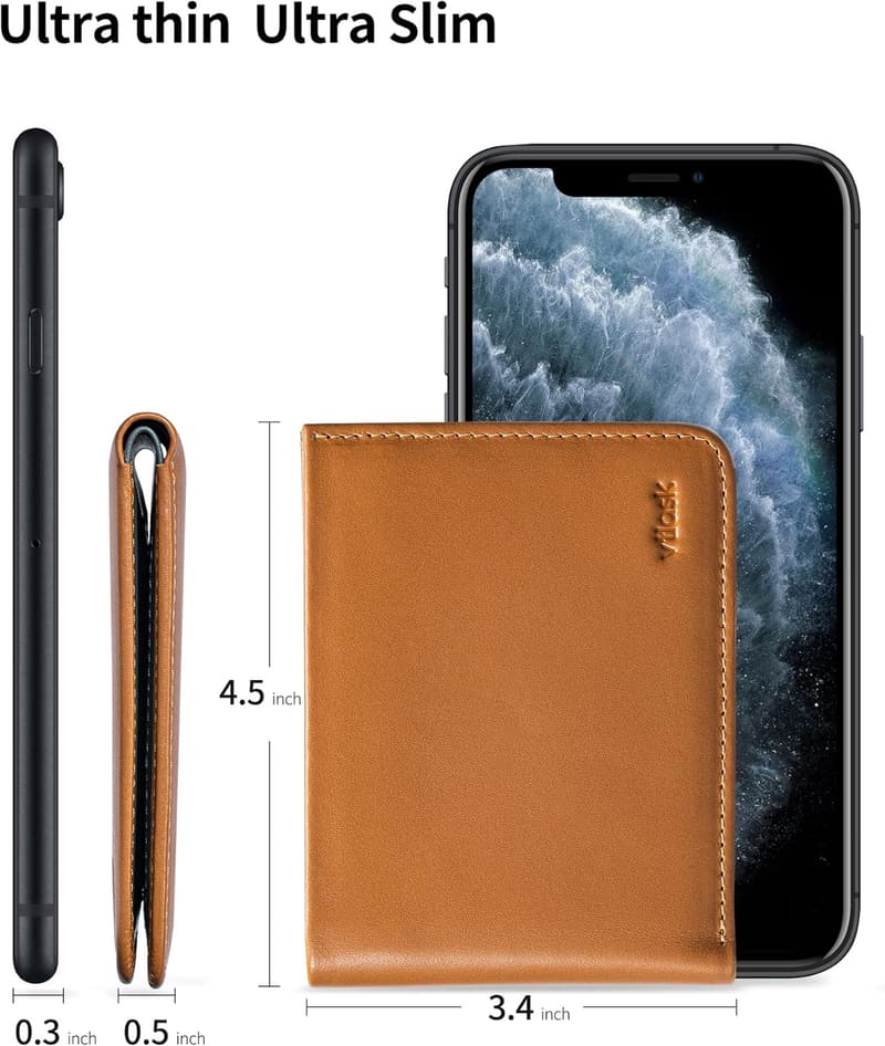 Men's RFID-Blocking Slim Leather Wallet with Hidden Pocket