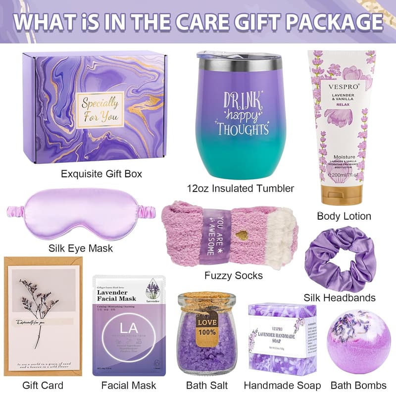 Spa Gift Set for Her - Relaxing Birthday & Get Well Care Package