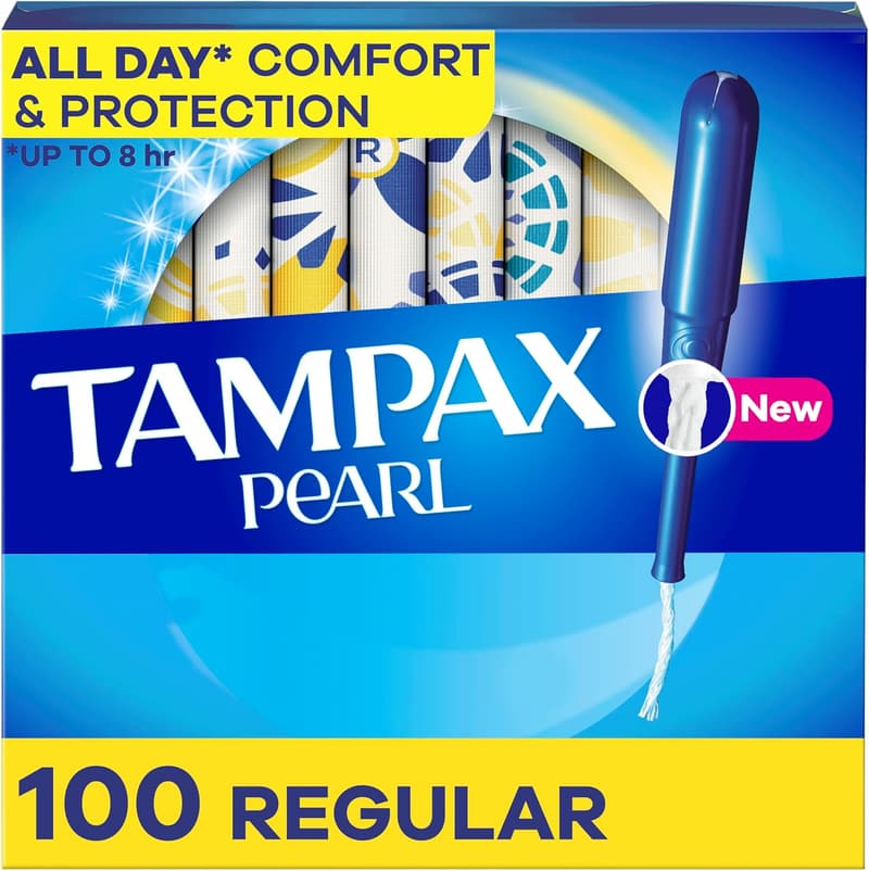 Tampax Pearl Regular Absorbency Tampons, Unscented, 100 Count