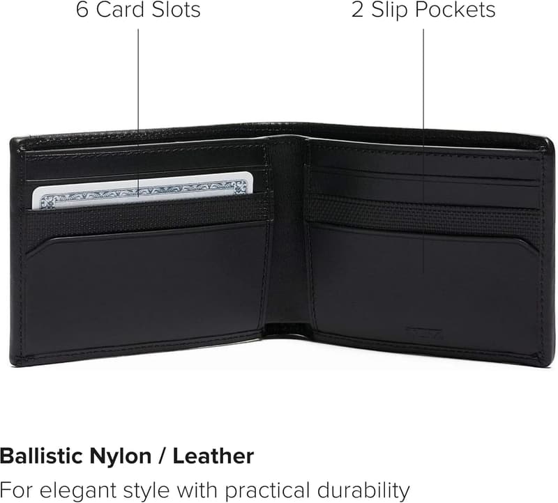 TUMI Alpha Ballistic Nylon Double Billfold Wallet - Black
