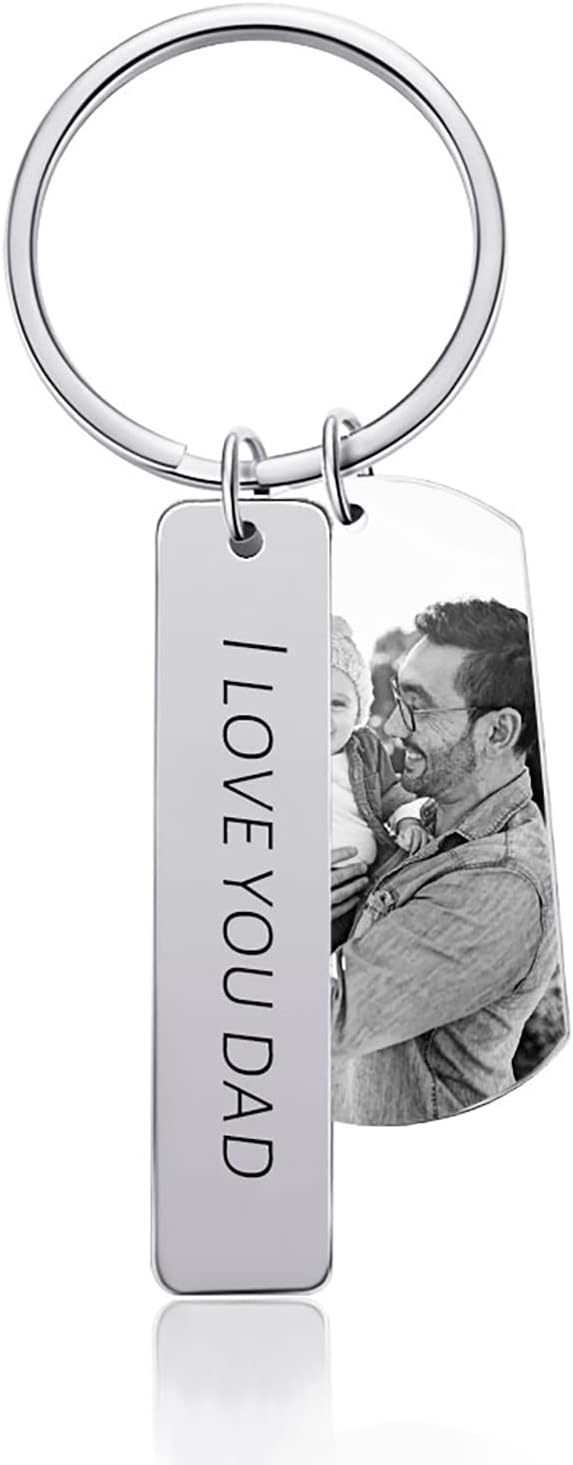Engraved Photo Keychain for Dad - Personalized Father's Day Gift