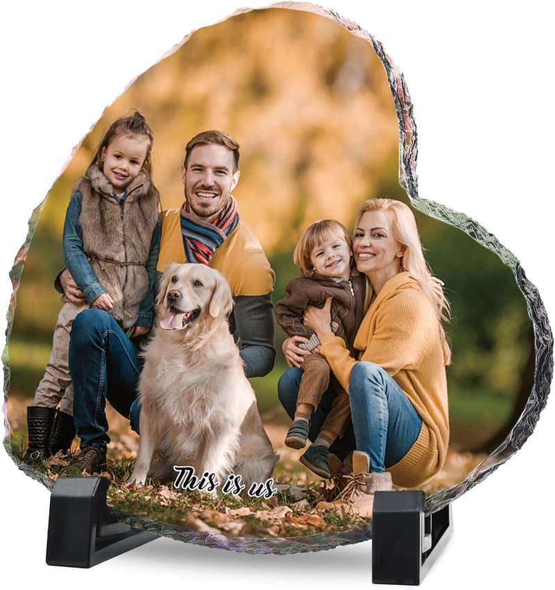 Personalized Heart-Shaped Slate Photo Frame for Parents & Partners