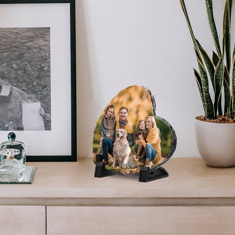 Personalized Heart-Shaped Slate Photo Frame for Parents & Partners
