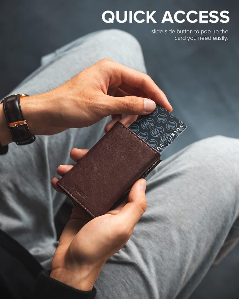 Leather Card Holder Wallet with Coin Pocket & ID Window