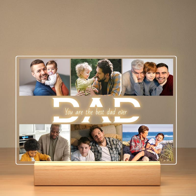 Personalized Photo Frame with Night Light for Dad