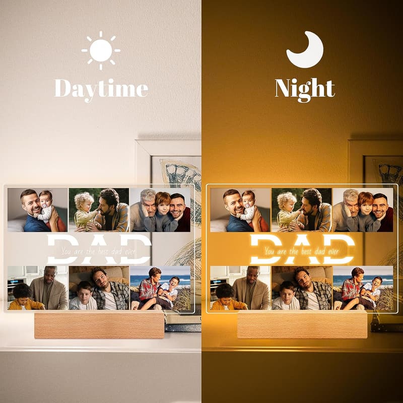Personalized Photo Frame with Night Light for Dad