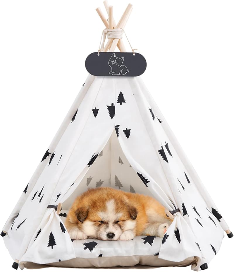 Pet Teepee Tent with Thick Cushion for Dogs and Cats