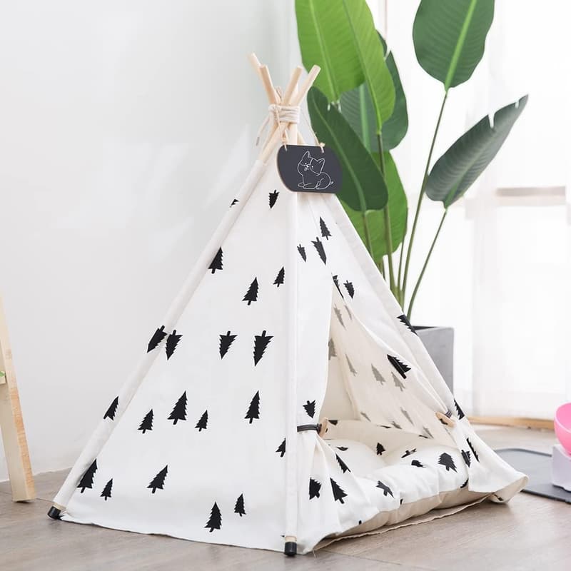 Pet Teepee Tent with Thick Cushion for Dogs and Cats