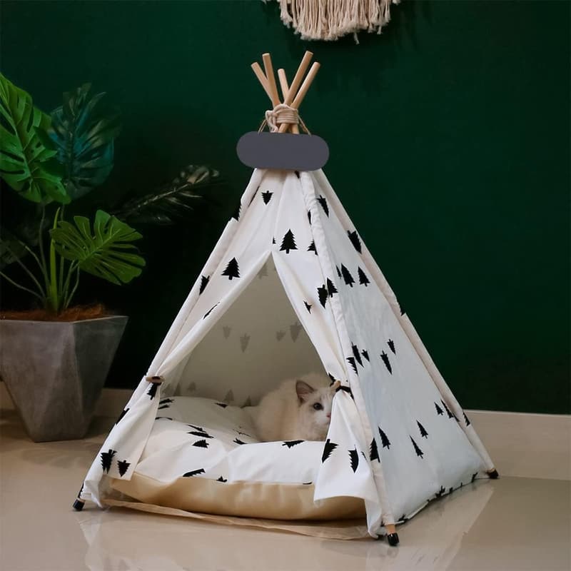 Pet Teepee Tent with Thick Cushion for Dogs and Cats