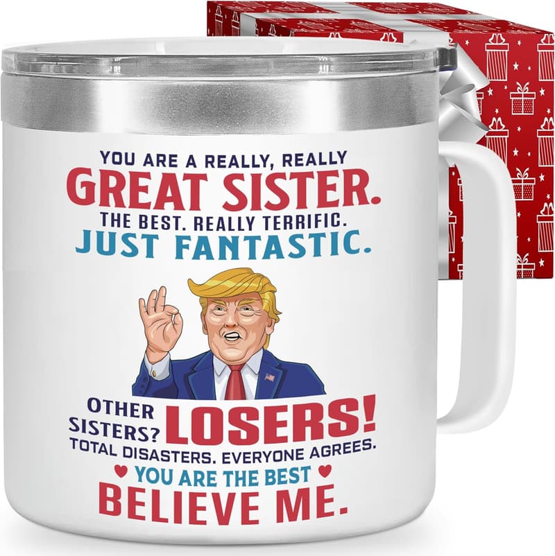 Funny Sister Coffee Mug - Insulated Stainless Steel - 14 oz