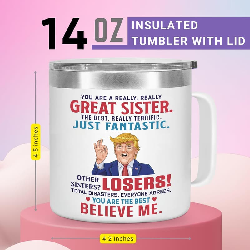 Funny Sister Coffee Mug - Insulated Stainless Steel - 14 oz