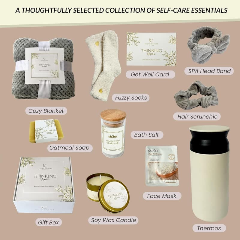 Get Well Soon Gift Basket for Women - 11-Piece Spa Essentials
