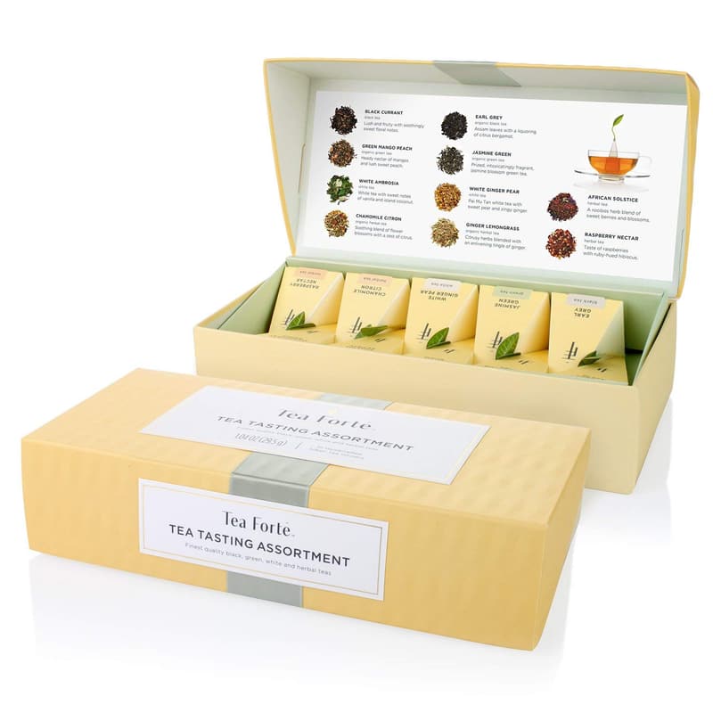 Tea Tasting Assortment Gift Set with Handcrafted Pyramid Infusers