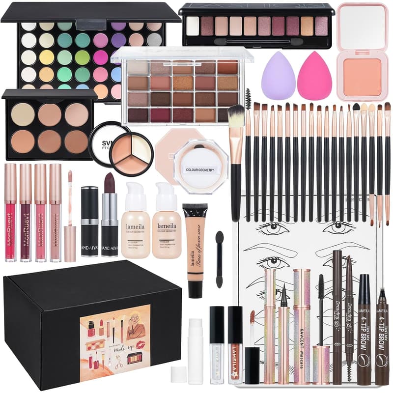 Complete Makeup Kit for Women - Eyeshadow, Foundation, Lip Gloss