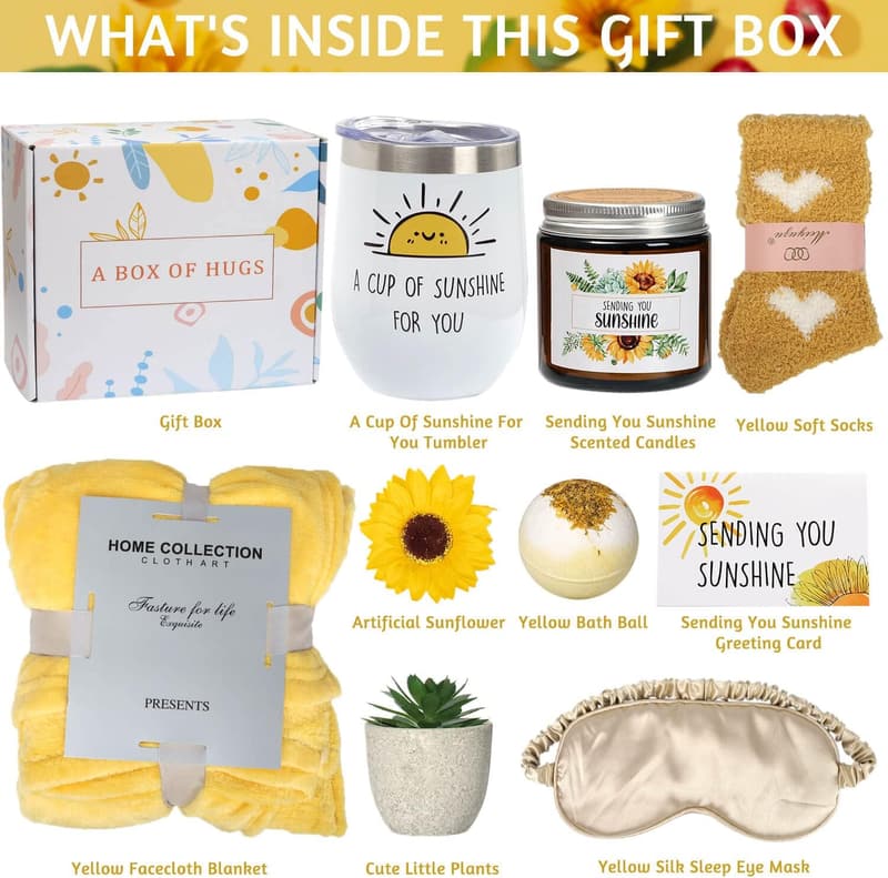 Get Well Soon Sunflower Care Package for Women - 10 Pcs