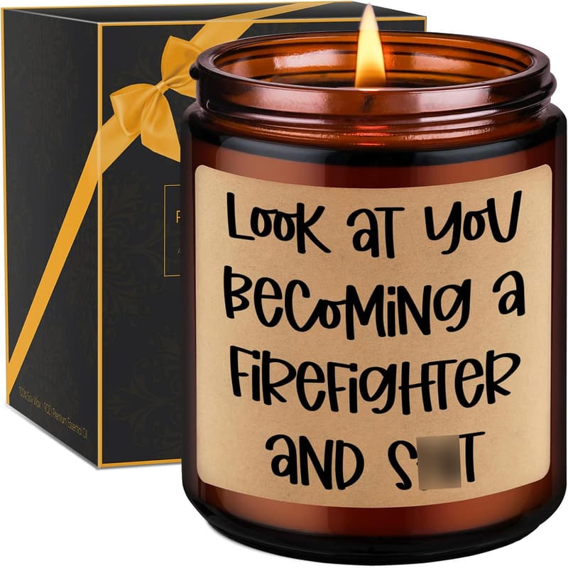 Firefighter Graduation Scented Candle - Unique Gift for Men