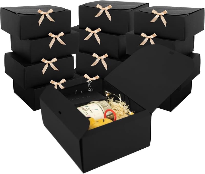 Bridesmaid Proposal Gift Boxes with Lids - 12 Pack (Black)