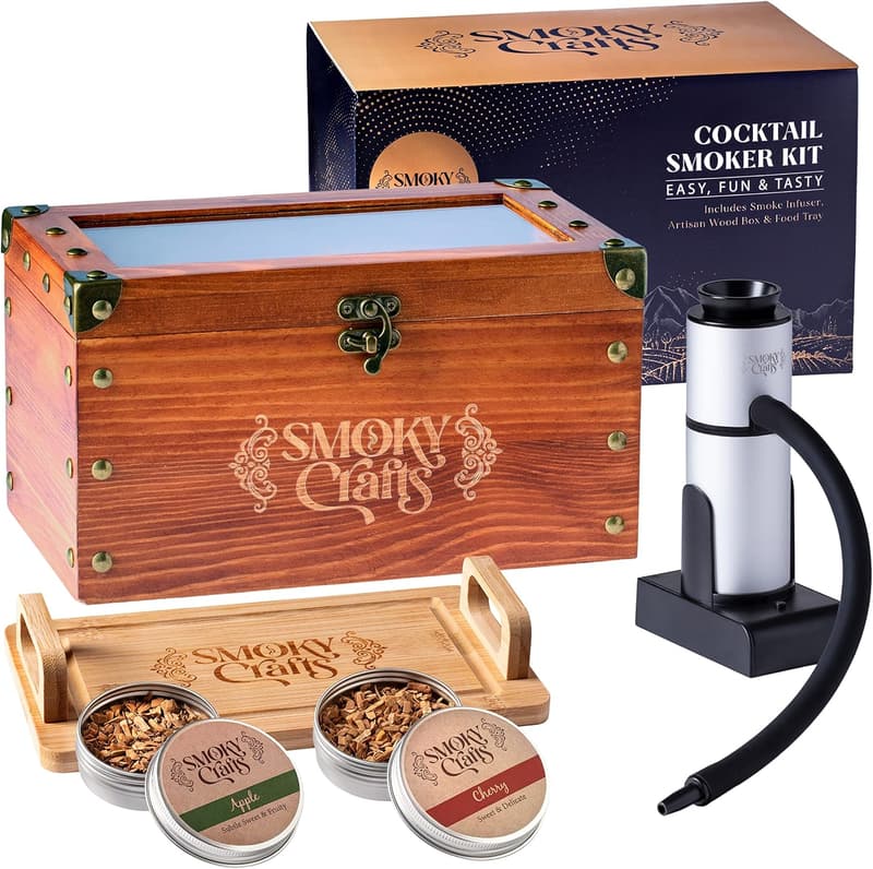 Whiskey Smoker Kit with Smoking Gun & Wood Chips for Men
