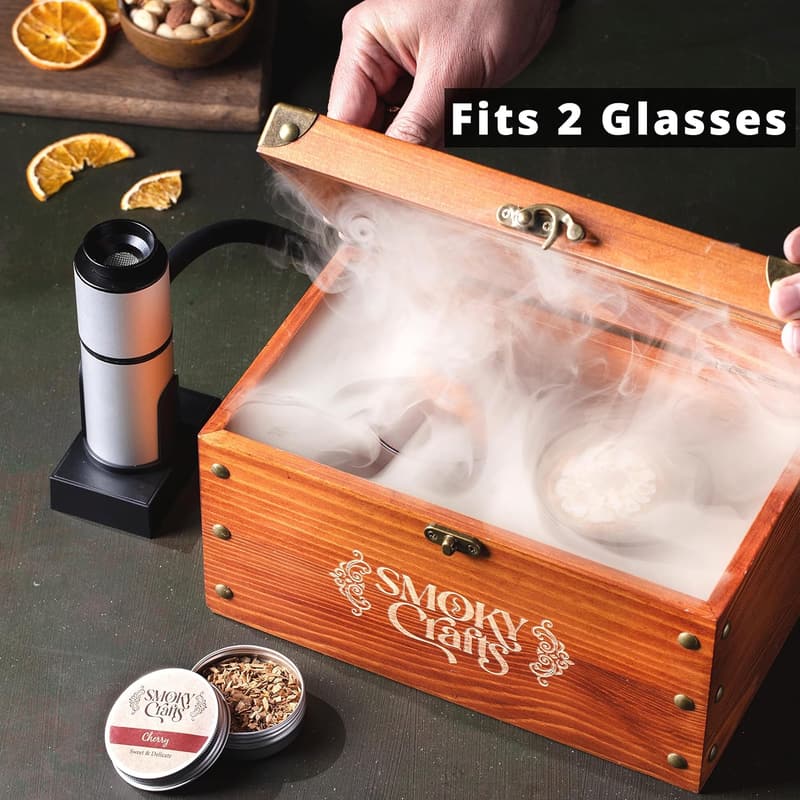 Whiskey Smoker Kit with Smoking Gun & Wood Chips for Men